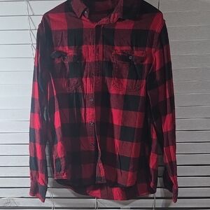 Baseball Meets Star Wars George Red and Black Plaid Button-Down Shirt
